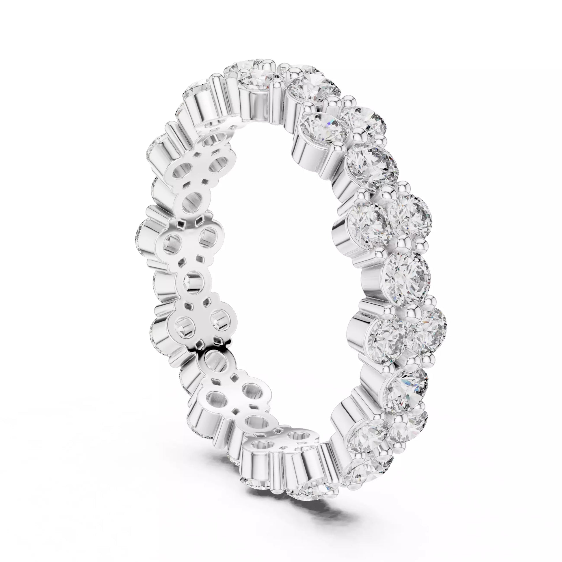 Floral Round Diamond Eternity Band