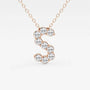 Rose gold S initial pendant necklace with lab grown diamonds by Delux Jewelry
