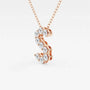 Rose gold S pendant necklace with lab grown diamonds on chain, Delux Jewelry