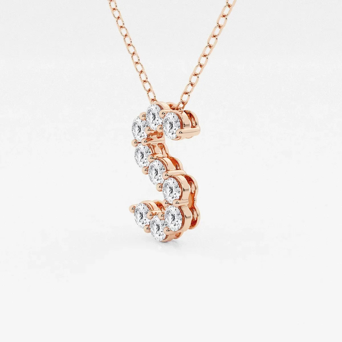 Rose gold S pendant necklace with lab grown diamonds on chain, Delux Jewelry