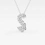 White gold necklace with letter S pendant set with lab grown diamonds from Delux Jewelry