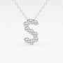 White gold necklace with S-shaped pendant set with lab grown diamonds from Delux Jewelry