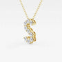 Gold S initial pendant necklace with lab grown diamonds by DELUX JEWELRY on white background