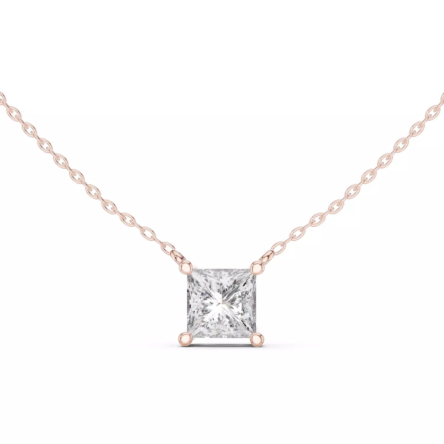 Princess Cut Diamond Pendant Necklace