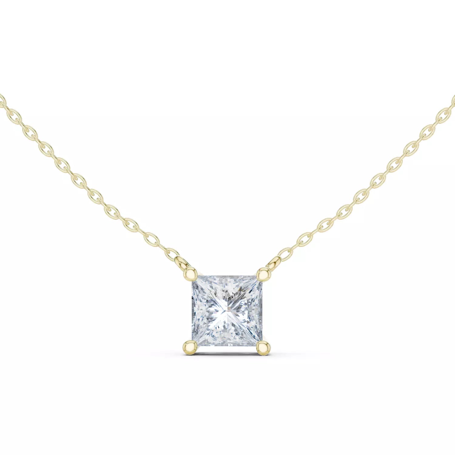 Princess Cut Diamond Pendant Necklace