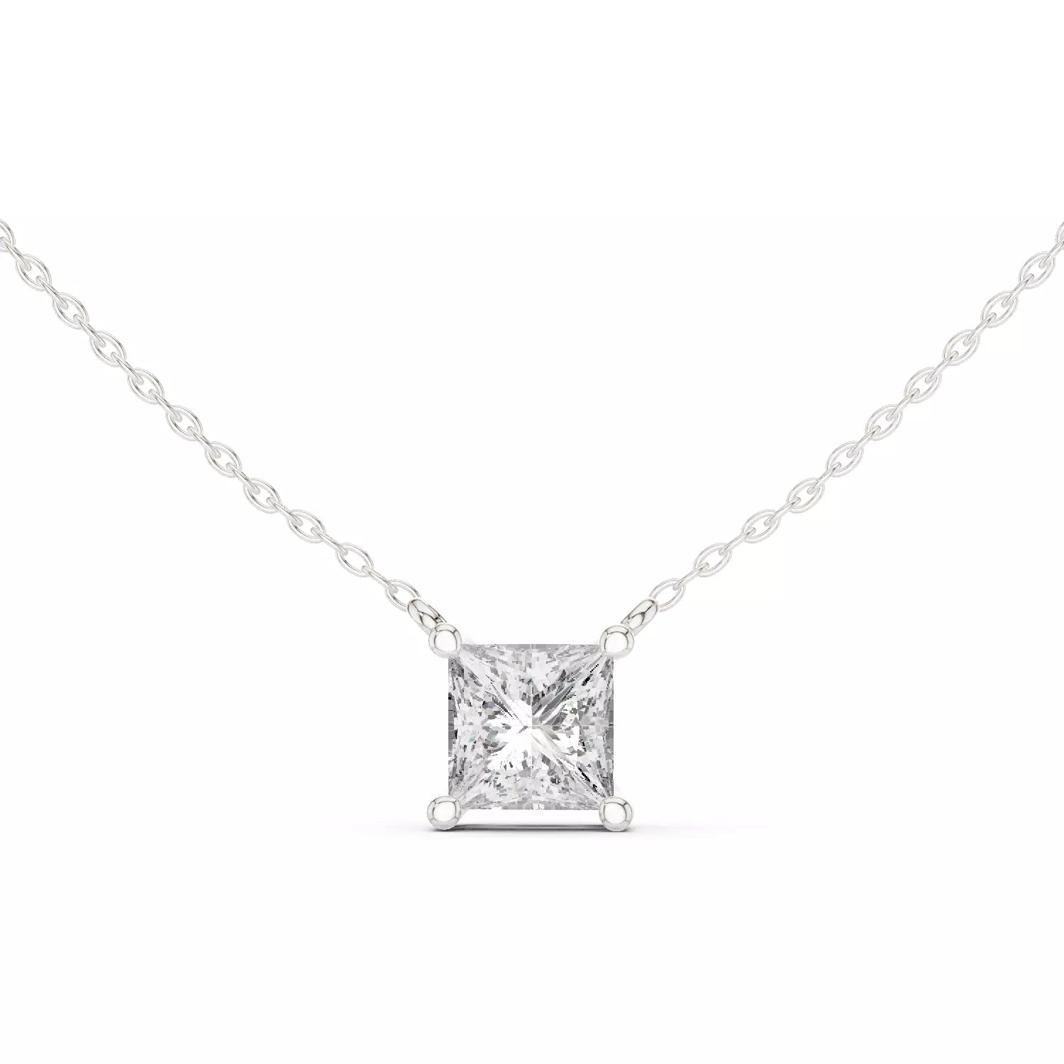 Princess Cut Diamond Pendant Necklace