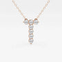 Rose gold necklace with T-shaped lab grown diamond pendant, Delux Jewelry fine jewelry