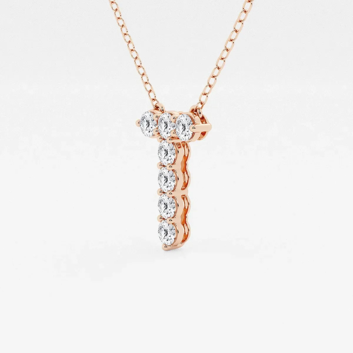 Rose gold necklace with lab grown diamond T pendant, Delux Jewelry fine jewelry collection