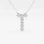 White gold pendant necklace with lab grown diamonds in a T shape from Delux Jewelry