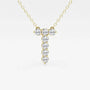 Yellow gold necklace with letter T pendant set with lab grown diamonds, Delux Jewelry