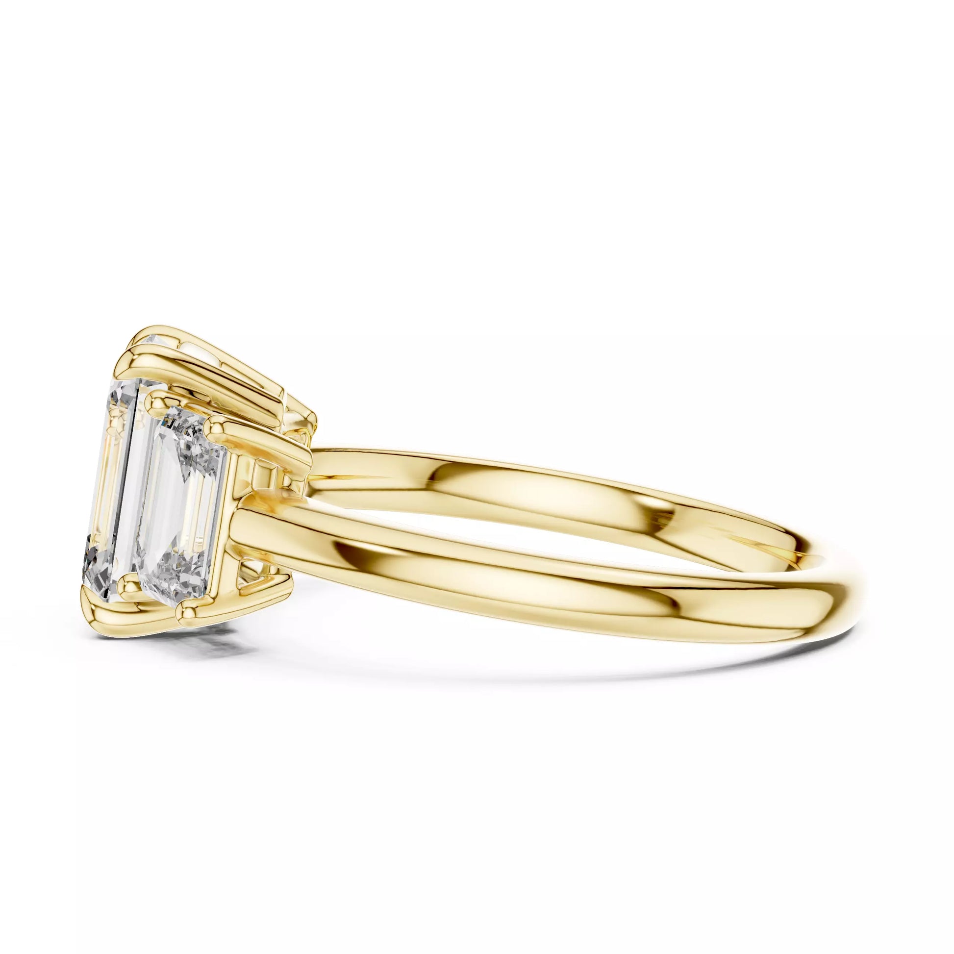 Three Stone Emerald Cut Diamond Engagement Ring