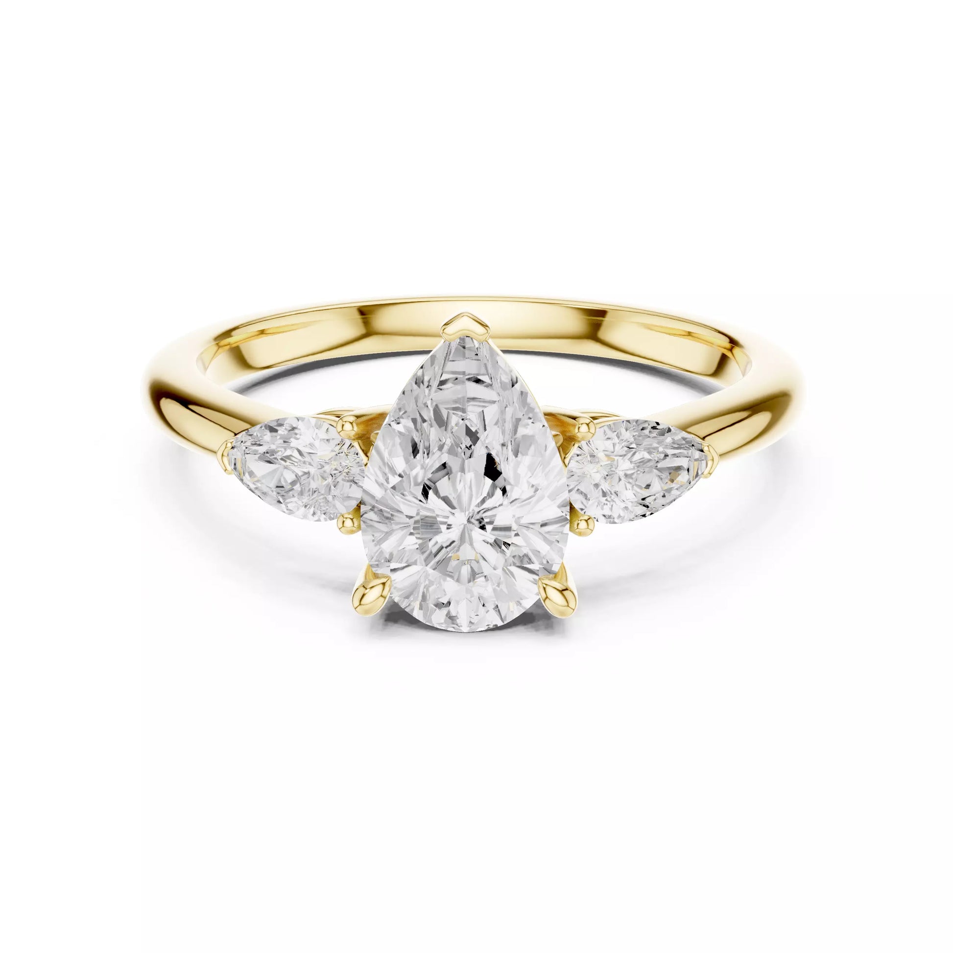 Three Stone Pear Diamond Engagement Ring
