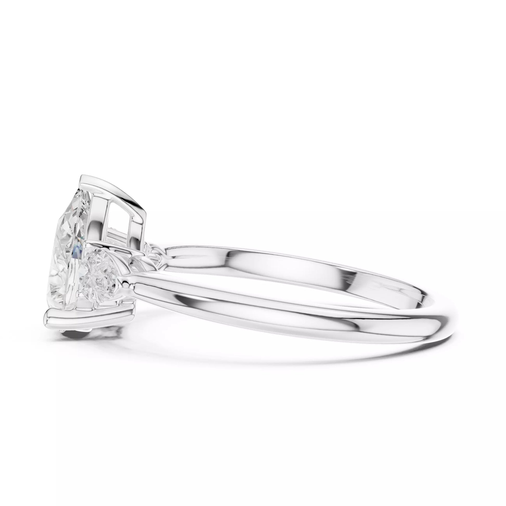Three Stone Pear Diamond Engagement Ring
