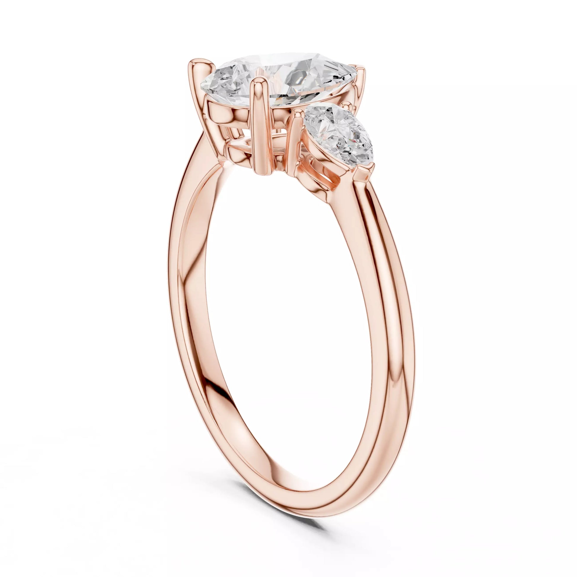 Three Stone Pear Diamond Engagement Ring