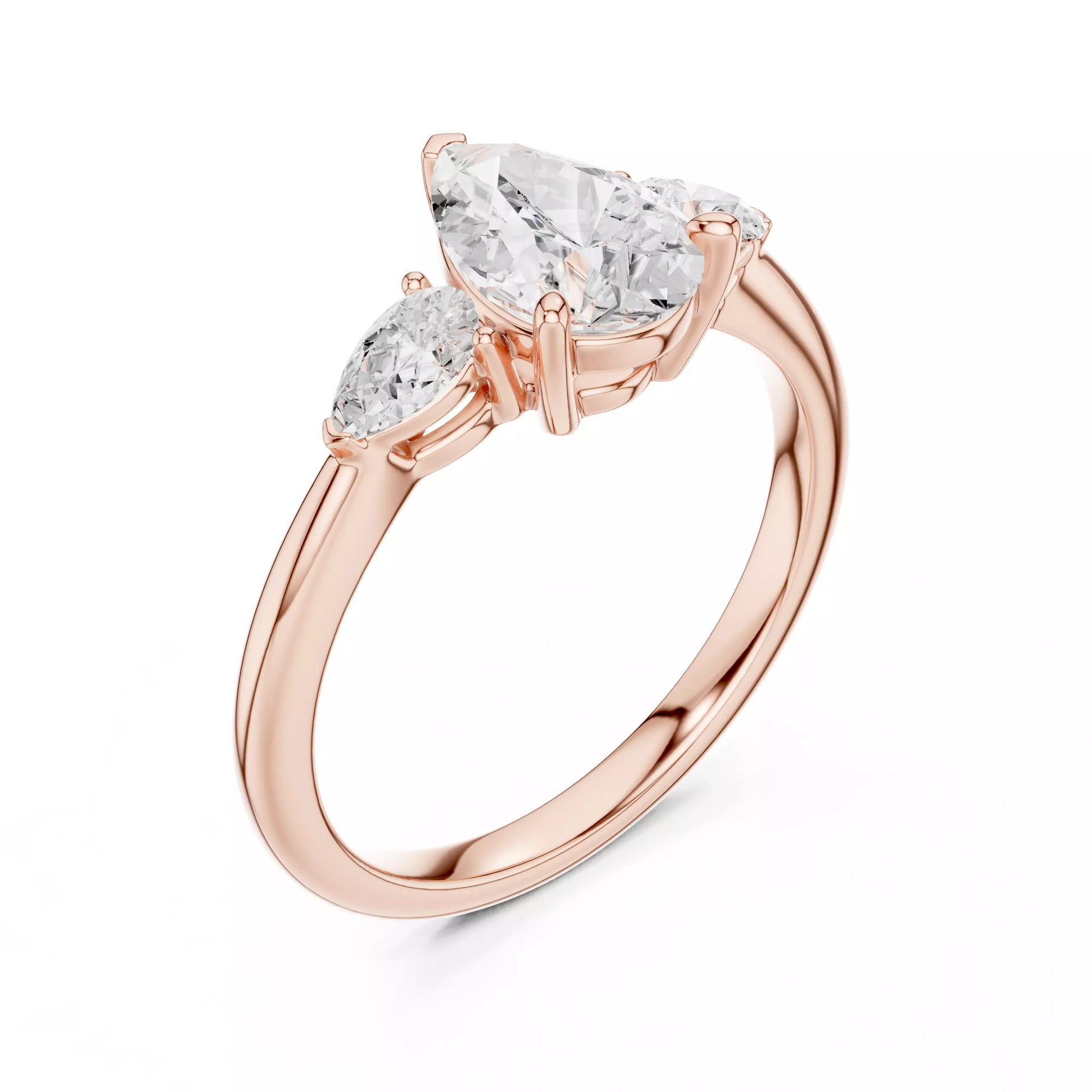Three Stone Pear Diamond Engagement Ring