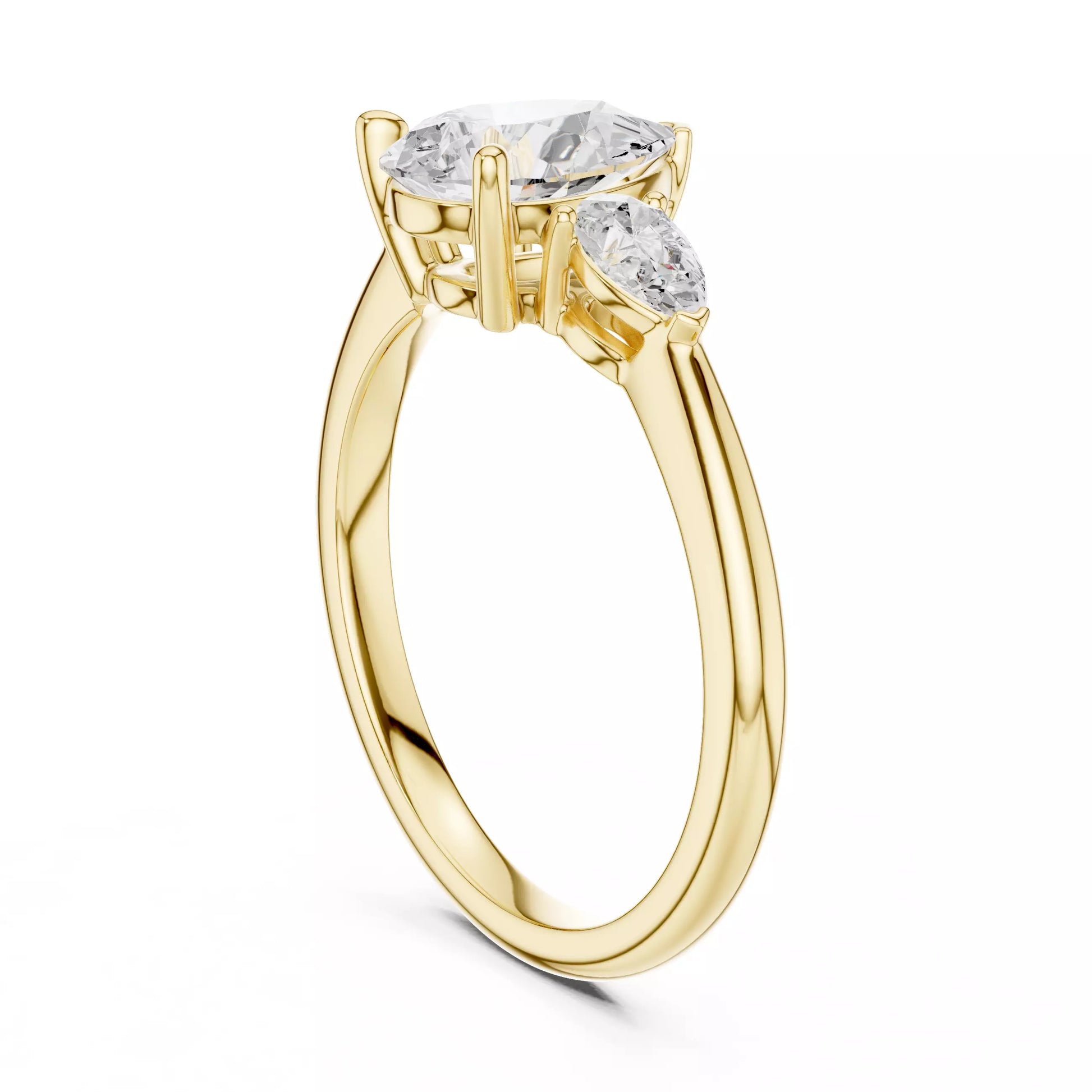 Three Stone Pear Diamond Engagement Ring