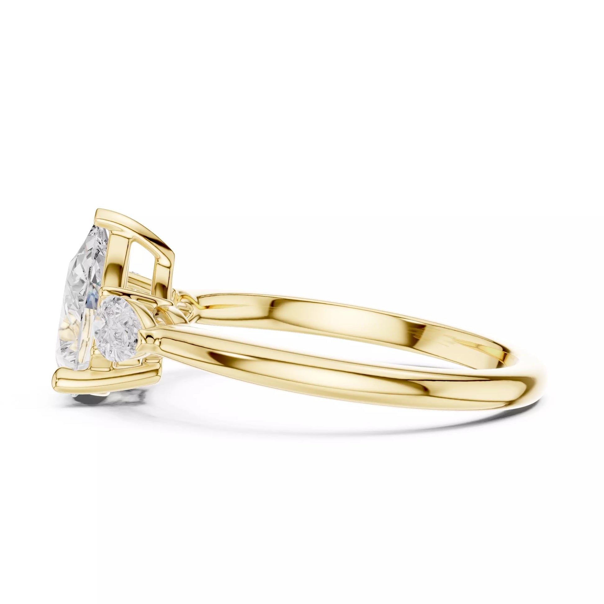 Three Stone Pear Diamond Engagement Ring