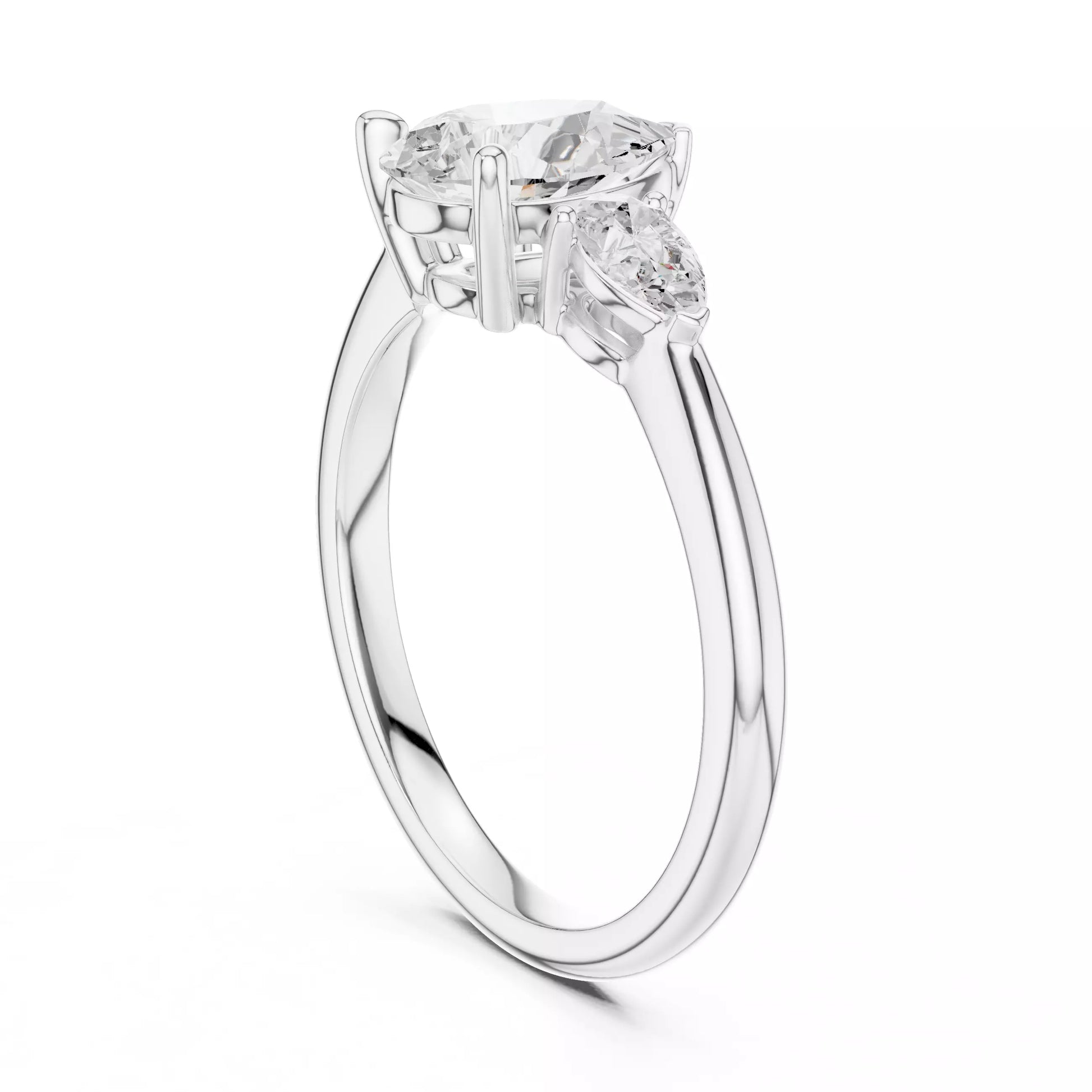 Three Stone Pear Diamond Engagement Ring