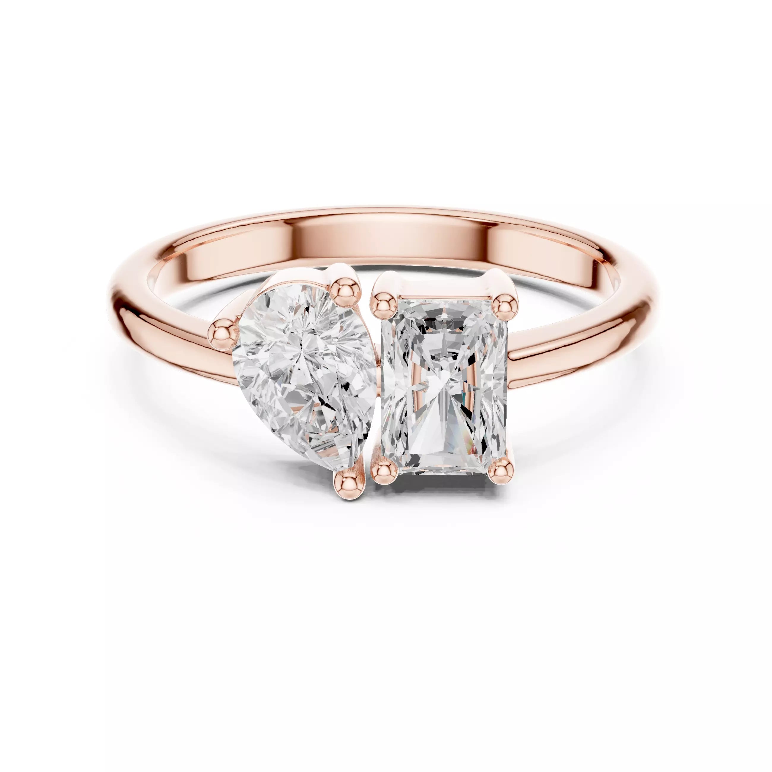 Toi et Moi Pear & Radiant Diamond Engagement Ring