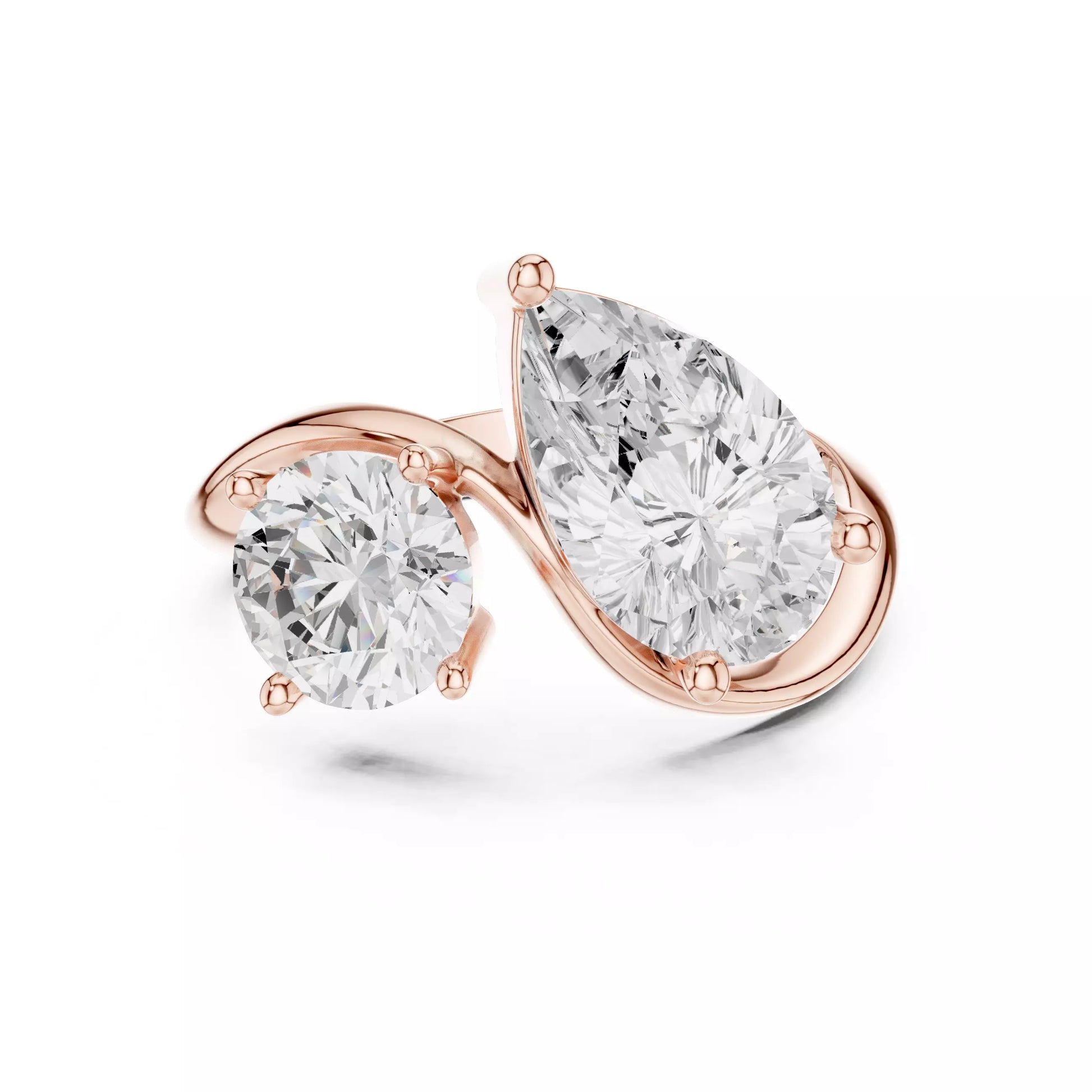 Toi et Moi Pear & Round Diamond Engagement Ring