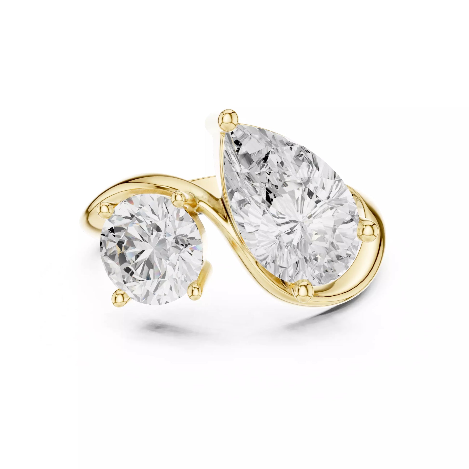 Toi et Moi Pear & Round Diamond Engagement Ring