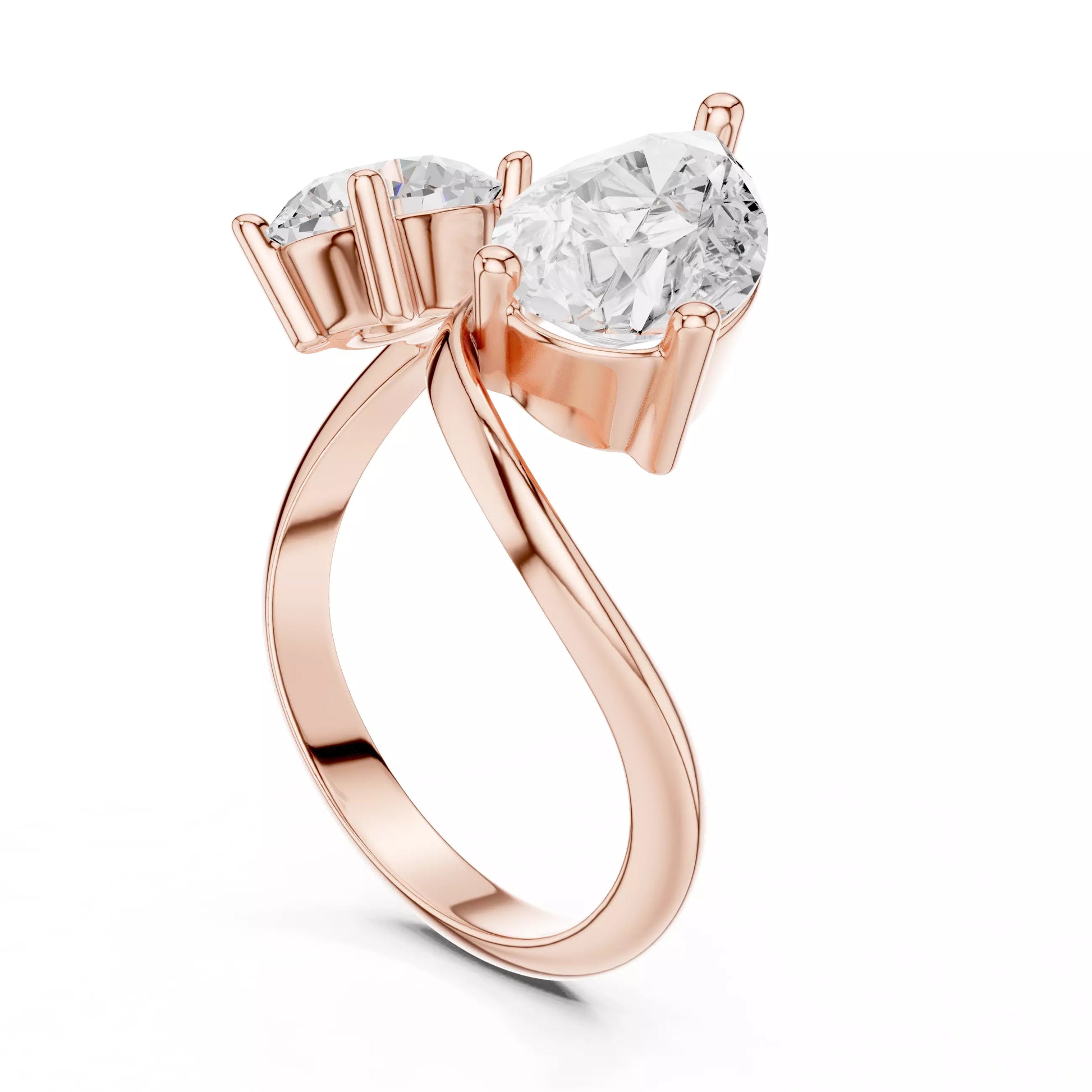 Toi et Moi Pear & Round Diamond Engagement Ring
