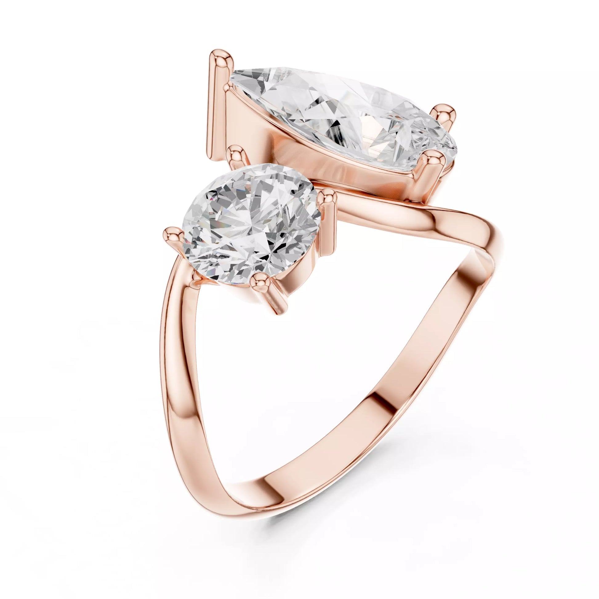 Toi et Moi Pear & Round Diamond Engagement Ring