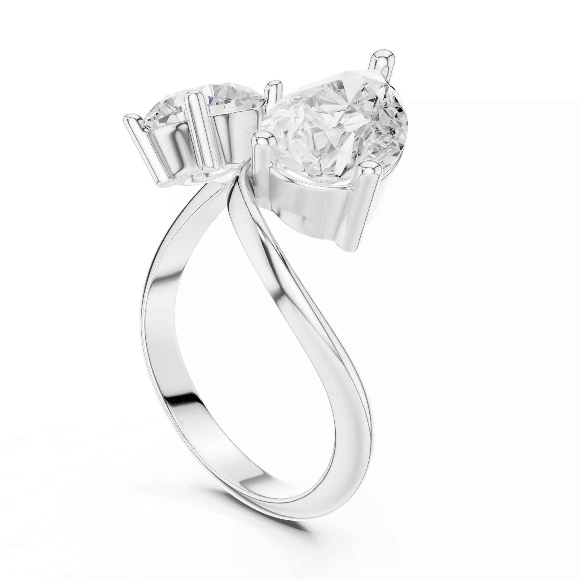 Toi et Moi Pear & Round Diamond Engagement Ring
