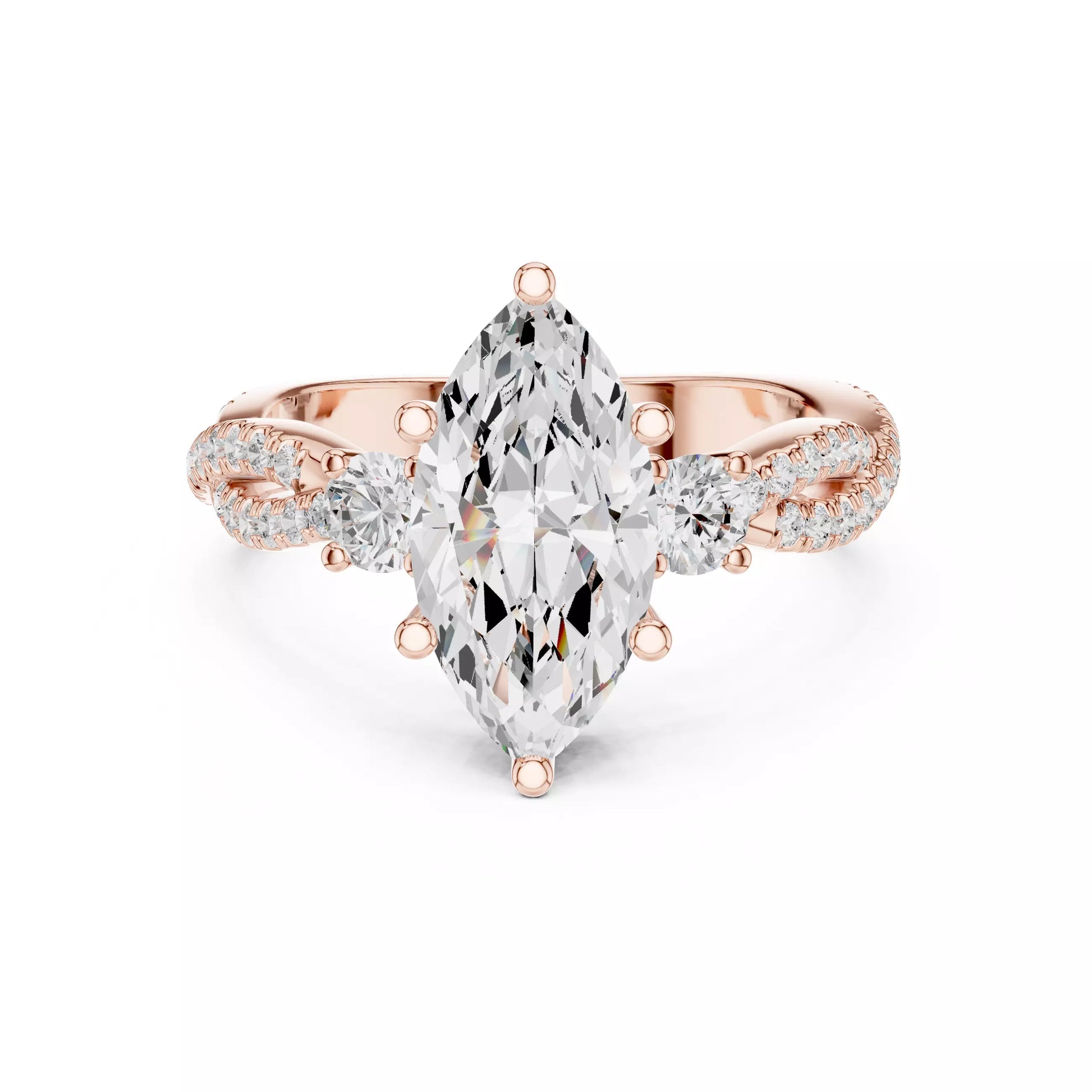 Twisted Pavé Marquise Diamond Engagement Ring