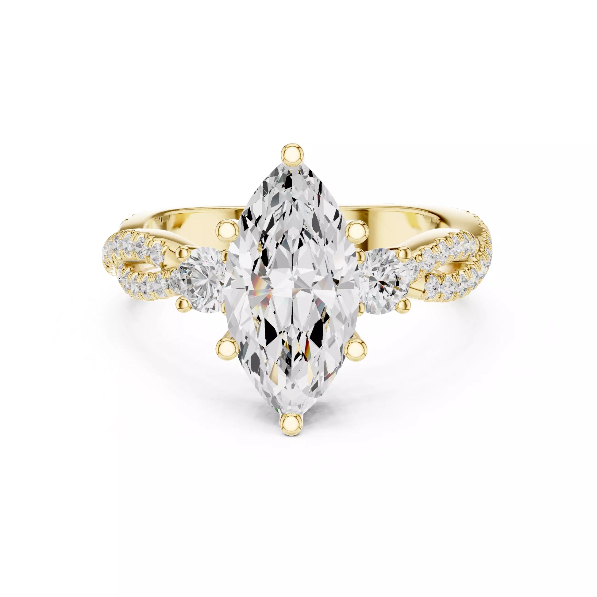 Twisted Pavé Marquise Diamond Engagement Ring