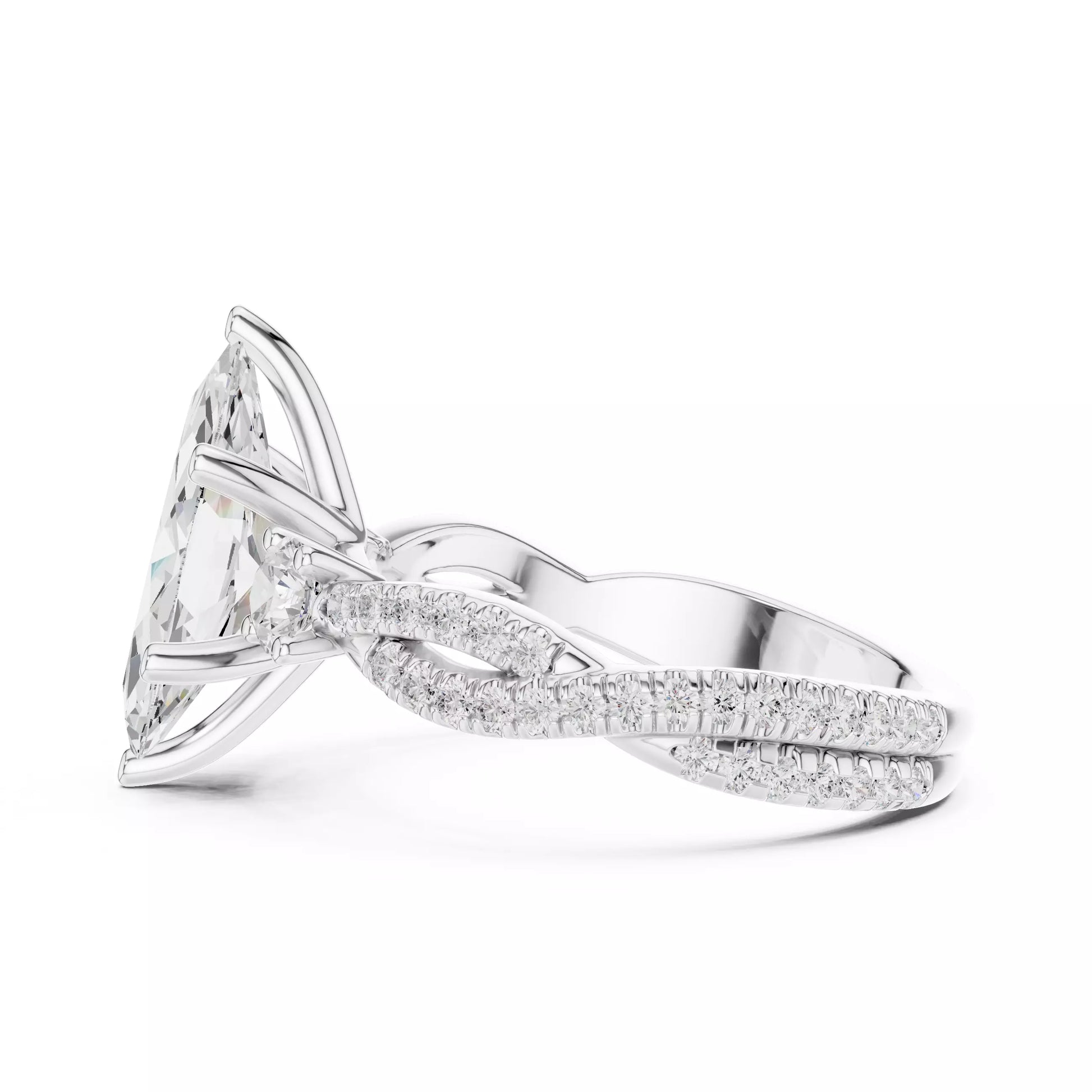 Twisted Pavé Marquise Diamond Engagement Ring