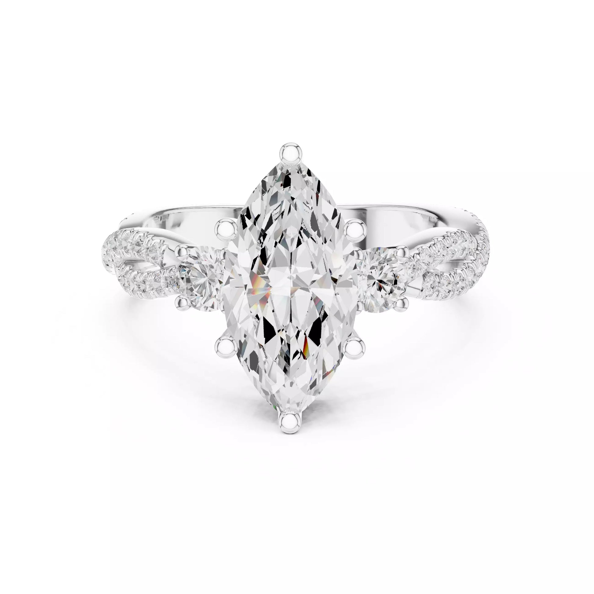 Twisted Pavé Marquise Diamond Engagement Ring
