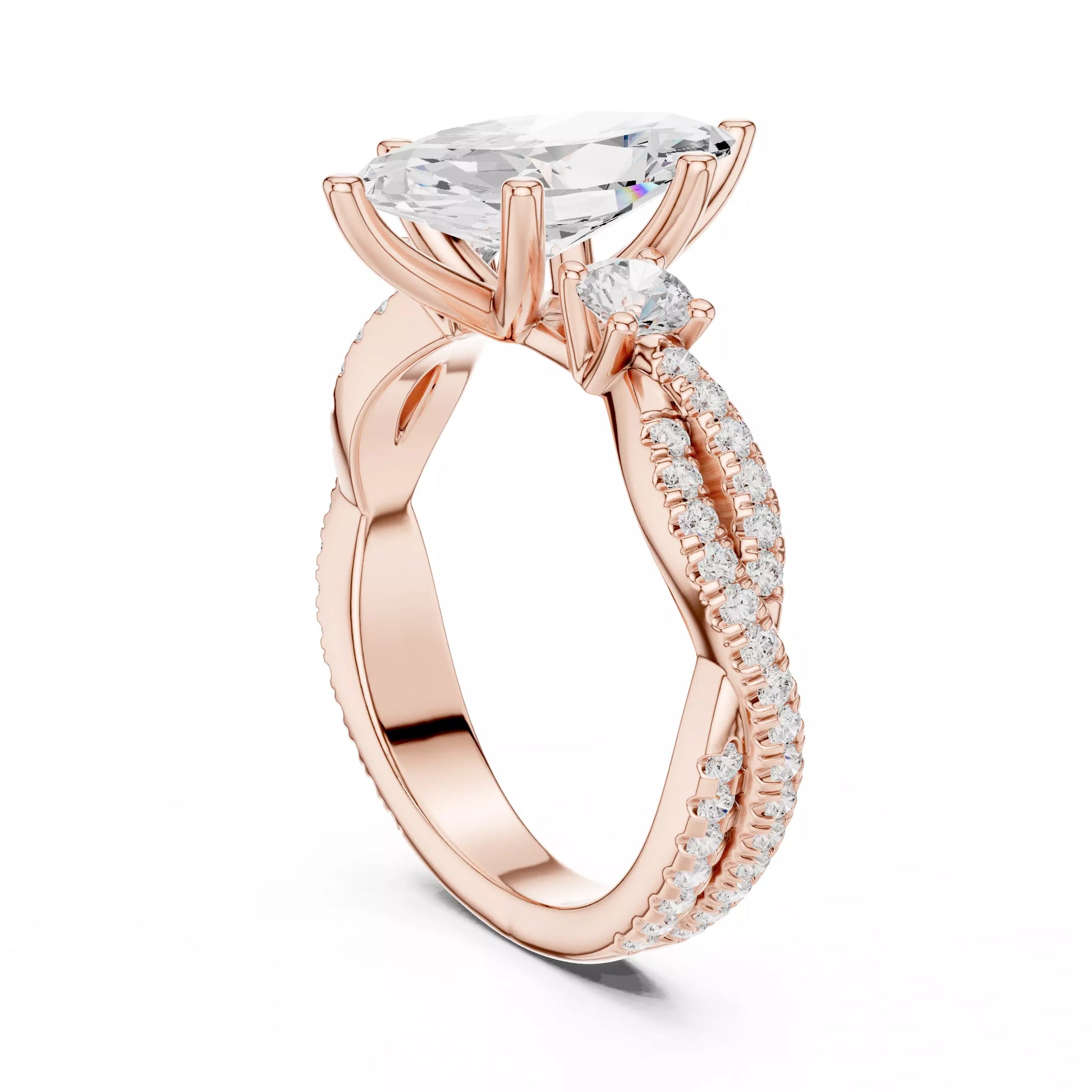 Twisted Pavé Marquise Diamond Engagement Ring