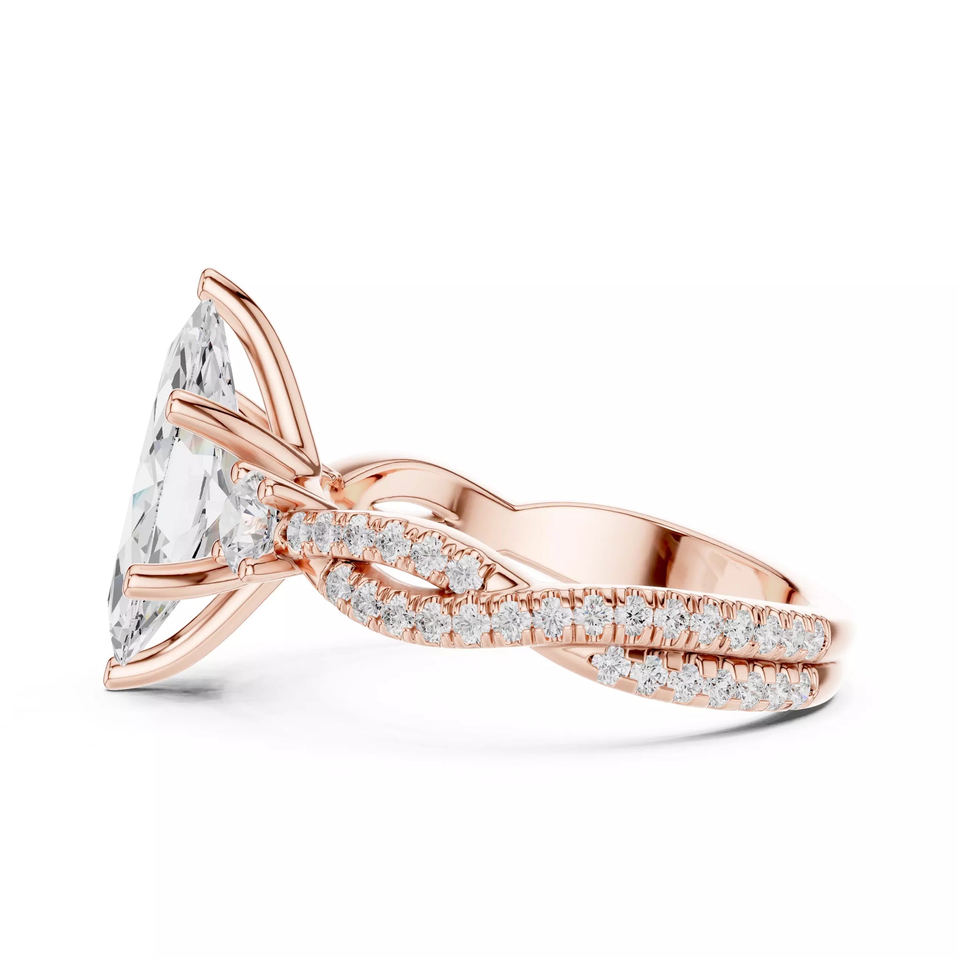 Twisted Pavé Marquise Diamond Engagement Ring