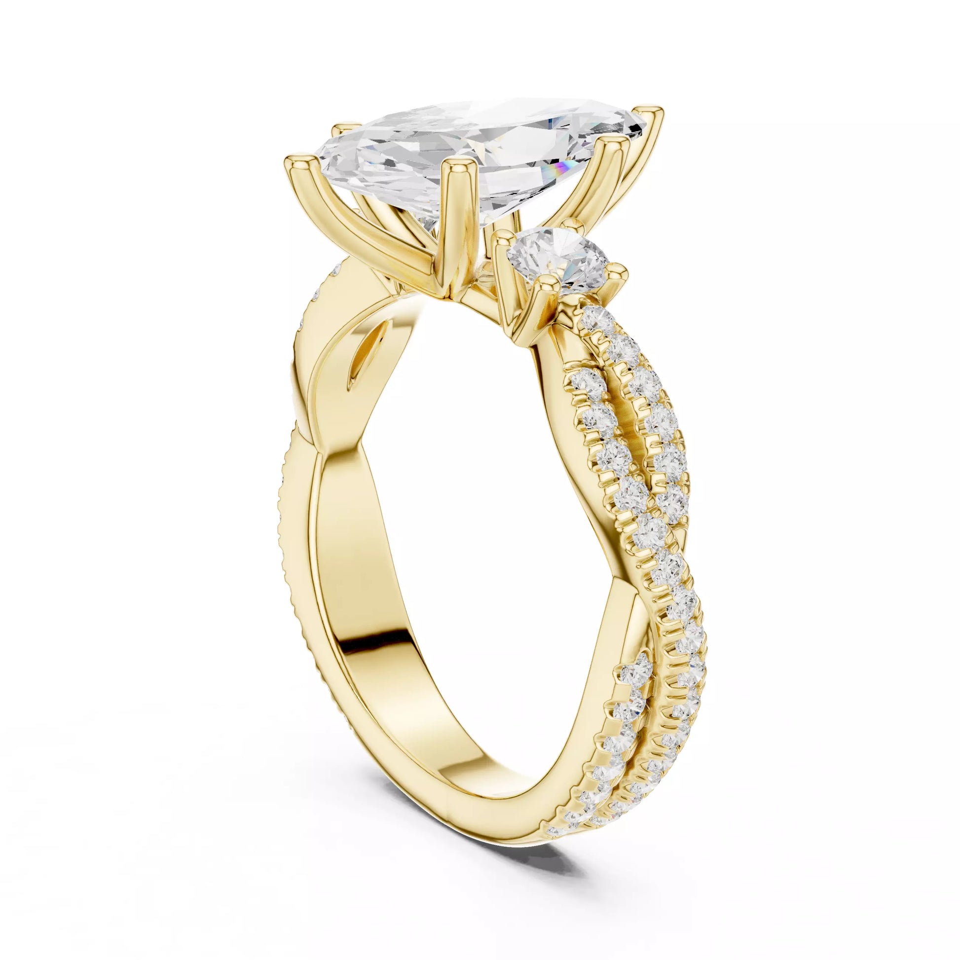 Twisted Pavé Marquise Diamond Engagement Ring