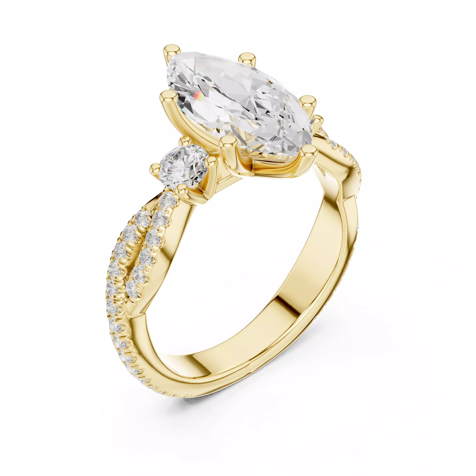 Twisted Pavé Marquise Diamond Engagement Ring