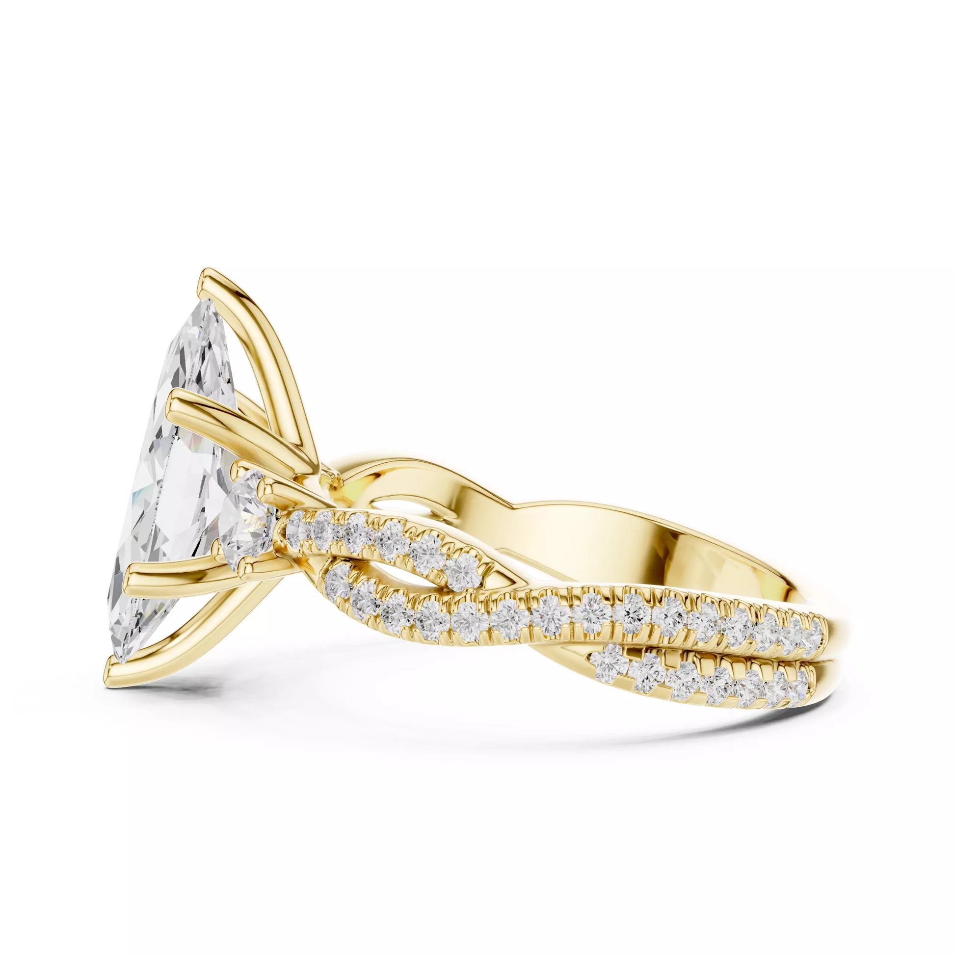 Twisted Pavé Marquise Diamond Engagement Ring