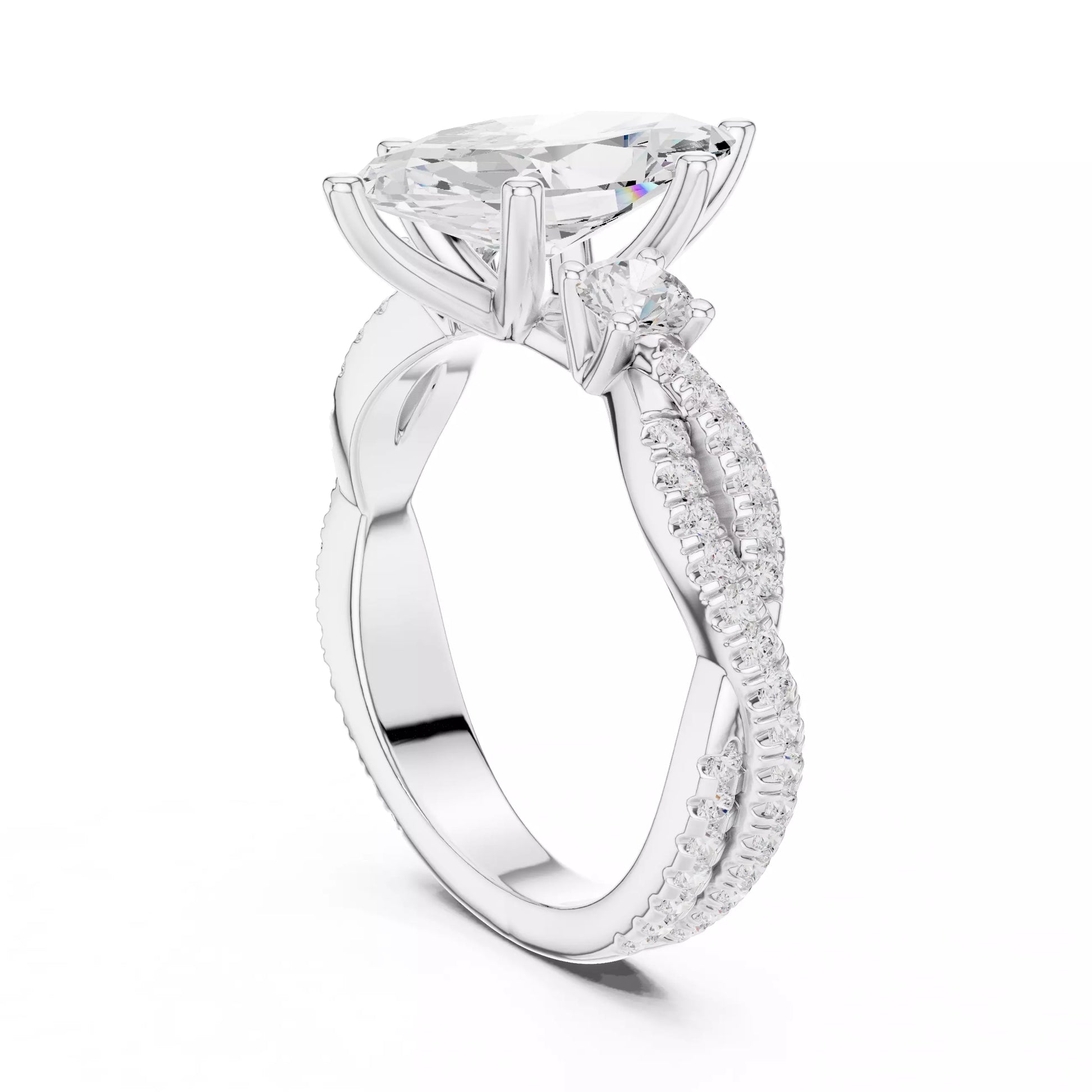 Twisted Pavé Marquise Diamond Engagement Ring