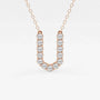 Rose gold U pendant necklace with lab grown diamonds on delicate chain, Delux Jewelry