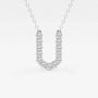 Lab grown diamond U pendant necklace on silver chain, Delux Jewelry