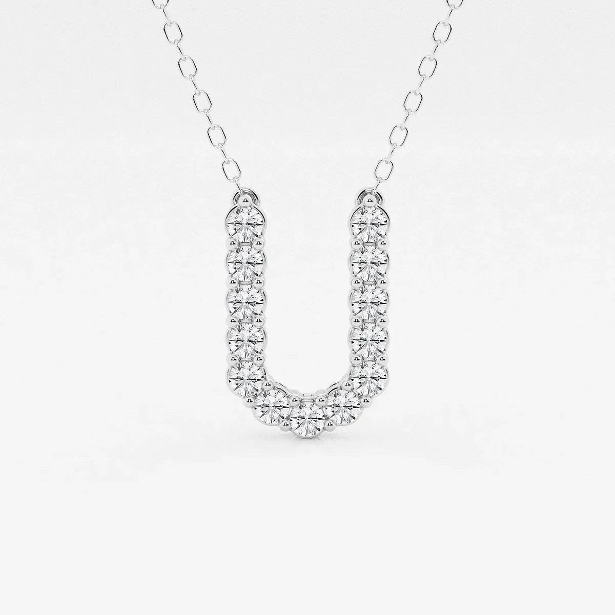 Lab grown diamond U pendant necklace on silver chain, Delux Jewelry