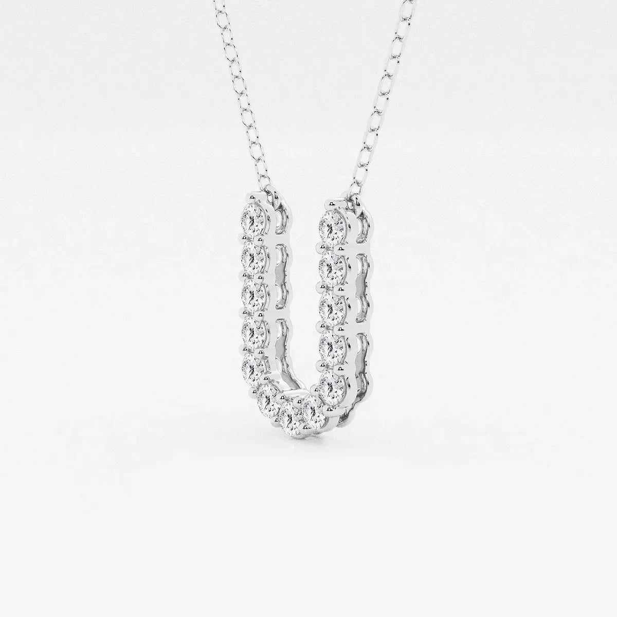 White gold U pendant necklace with lab grown diamonds, Delux Jewelry fine jewelry collection