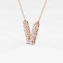 Rose gold V pendant necklace with lab grown diamonds by Delux Jewelry