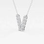 White gold V-shaped pendant necklace with lab grown diamonds on chain, Delux Jewelry