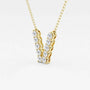 Yellow gold V pendant necklace with round lab grown diamonds on chain, Delux Jewelry