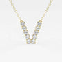 Yellow gold V pendant necklace with lab grown diamonds from Delux Jewelry