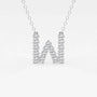 White gold lab grown diamond W initial pendant necklace from Delux Jewelry