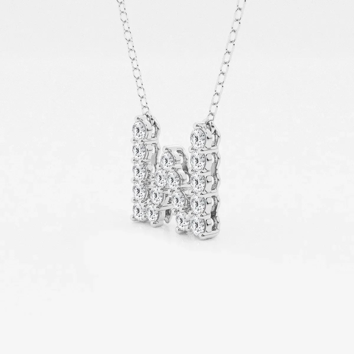 White gold necklace with lab grown diamond initial pendant on delicate chain, Delux Jewelry