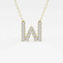Gold necklace with W-shaped pendant adorned with lab grown diamonds from Delux Jewelry
