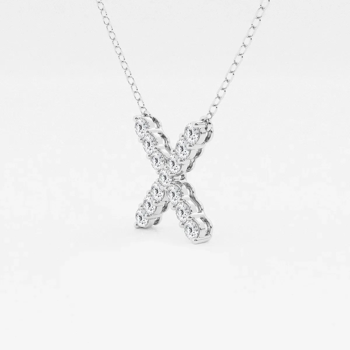 White gold X pendant necklace with lab grown diamonds from Delux Jewelry